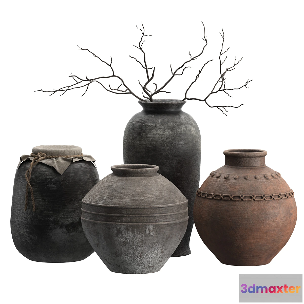 1415882 - Artisan Rustic Vases set 3D Max