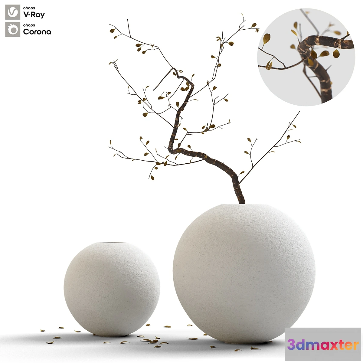 1419264 - Decorative set 12 Branch with leaves 3D Max