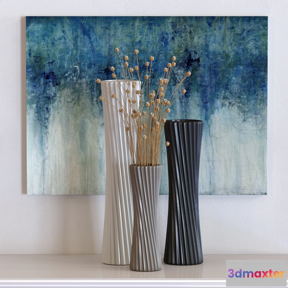 1427300 - Brimfield & May Contemporary Tapered Ceramic Vases 3D Max