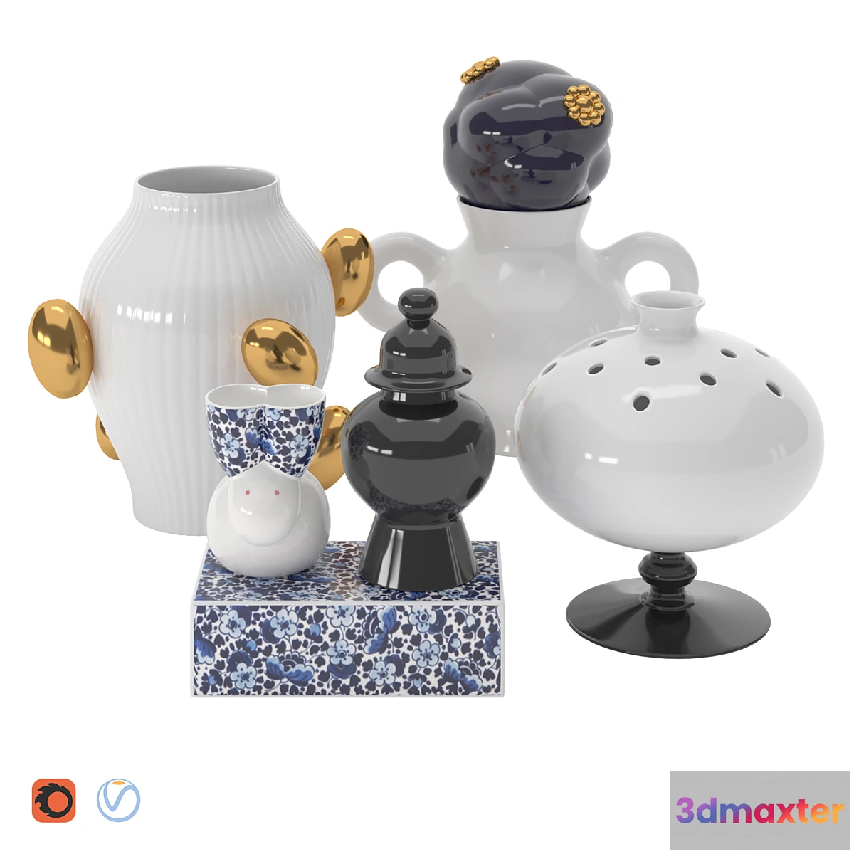1453206 - Moooi - Delft Blue Vases 01 3D Max
