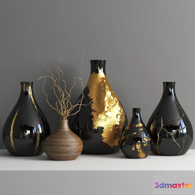 1555779 - set1259- golden vases2 3D Max
