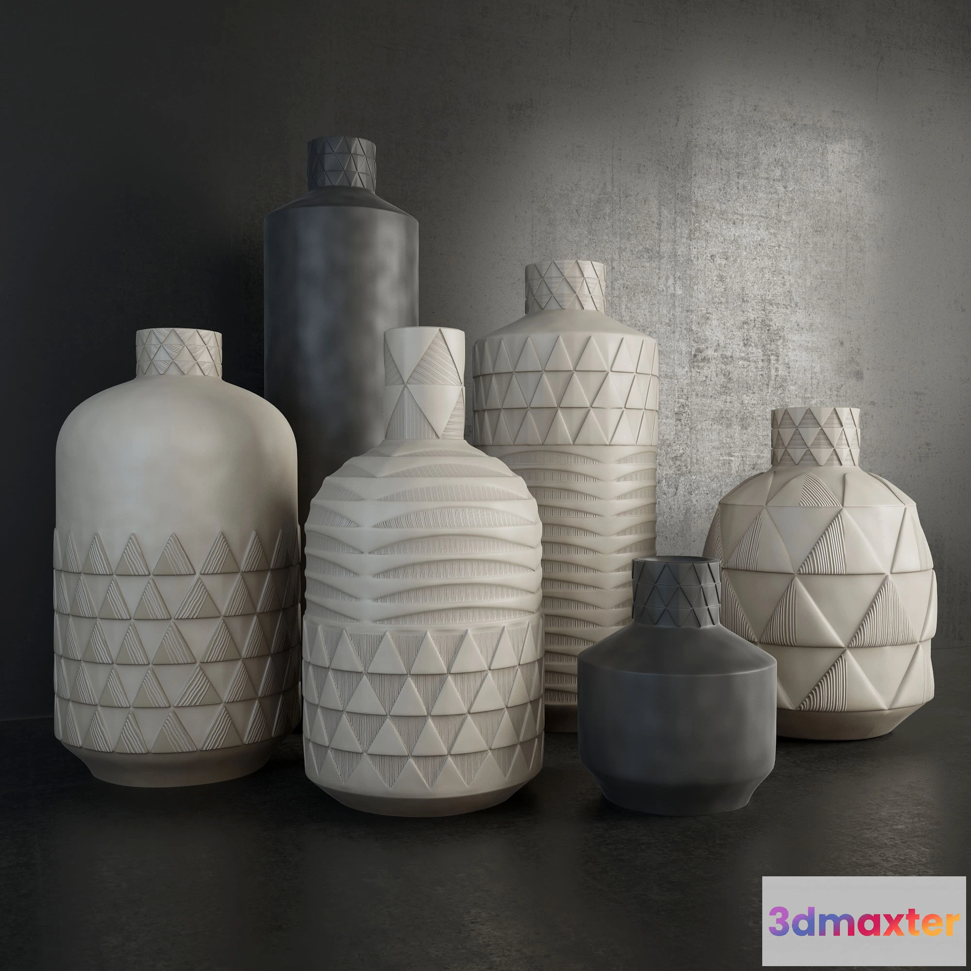 1609060 - decoration - Set of vases 7 3D Max