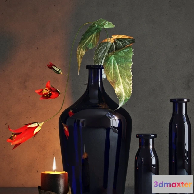 1609114 - decoration - Pottery Barn cobalt vases 3D Max