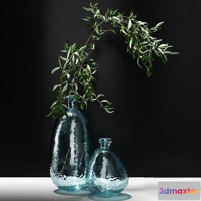 1609116 - decoration - Olive branch in vase 3D Max