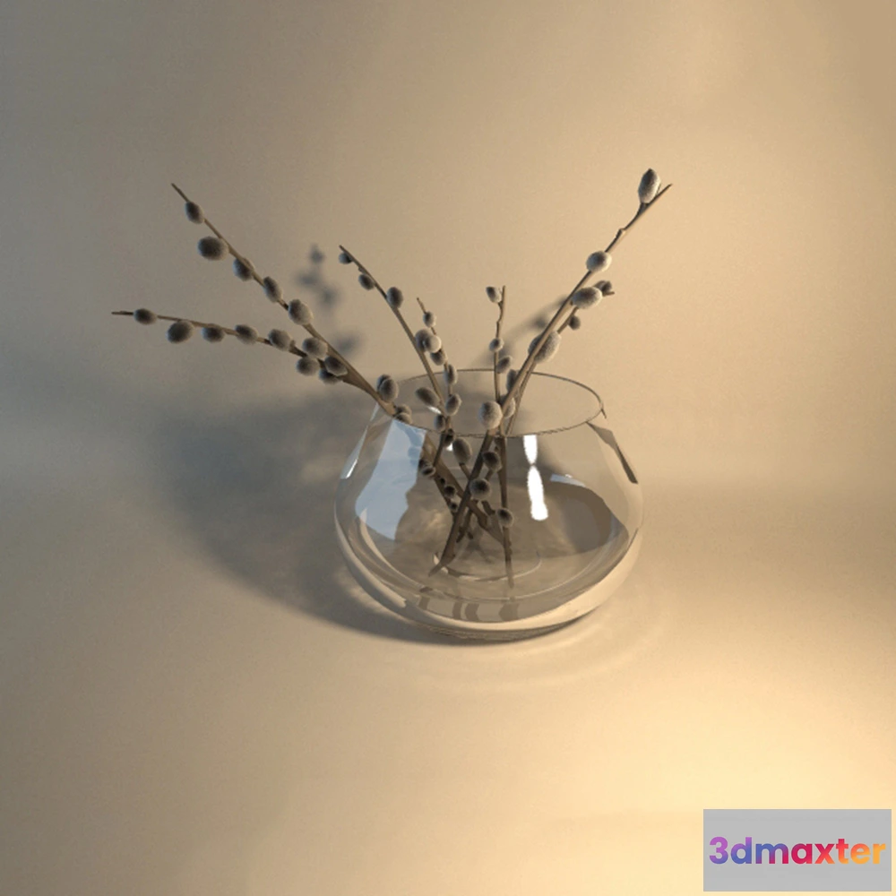 1609280 - decoration - Glass vase with plant 3D Max