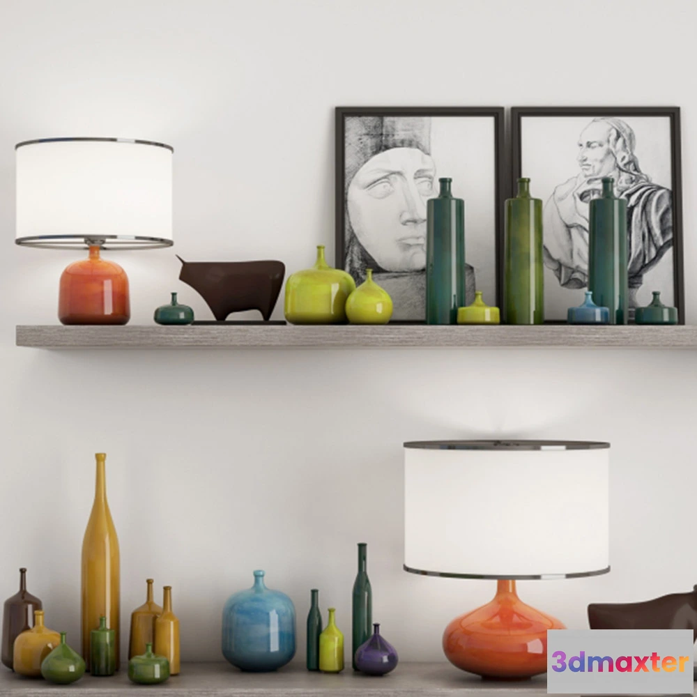 1609286 - decoration - Table lamps vases and various items 3D Max