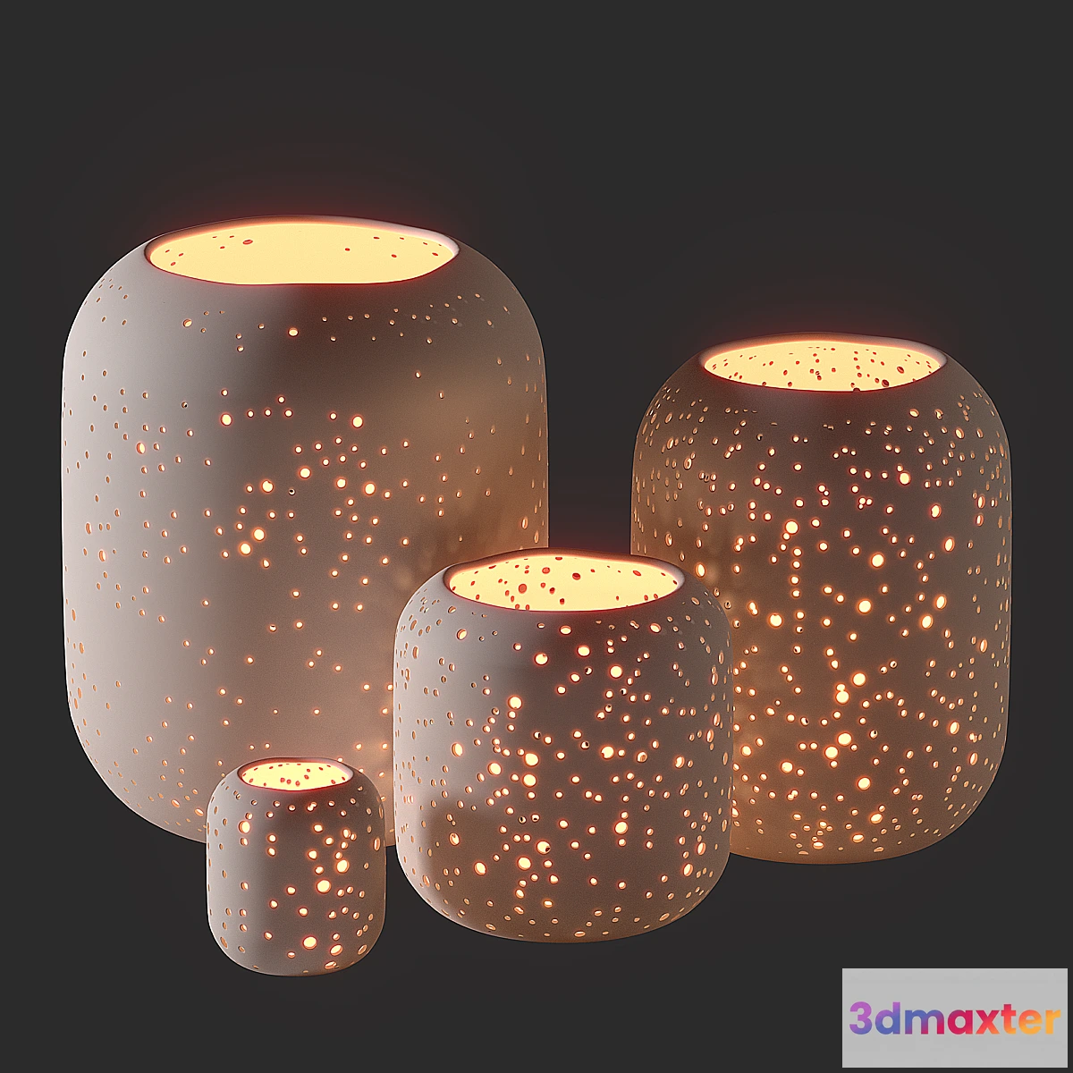 617752 - WestElm Pierced Constellation Ceramic Candleholders