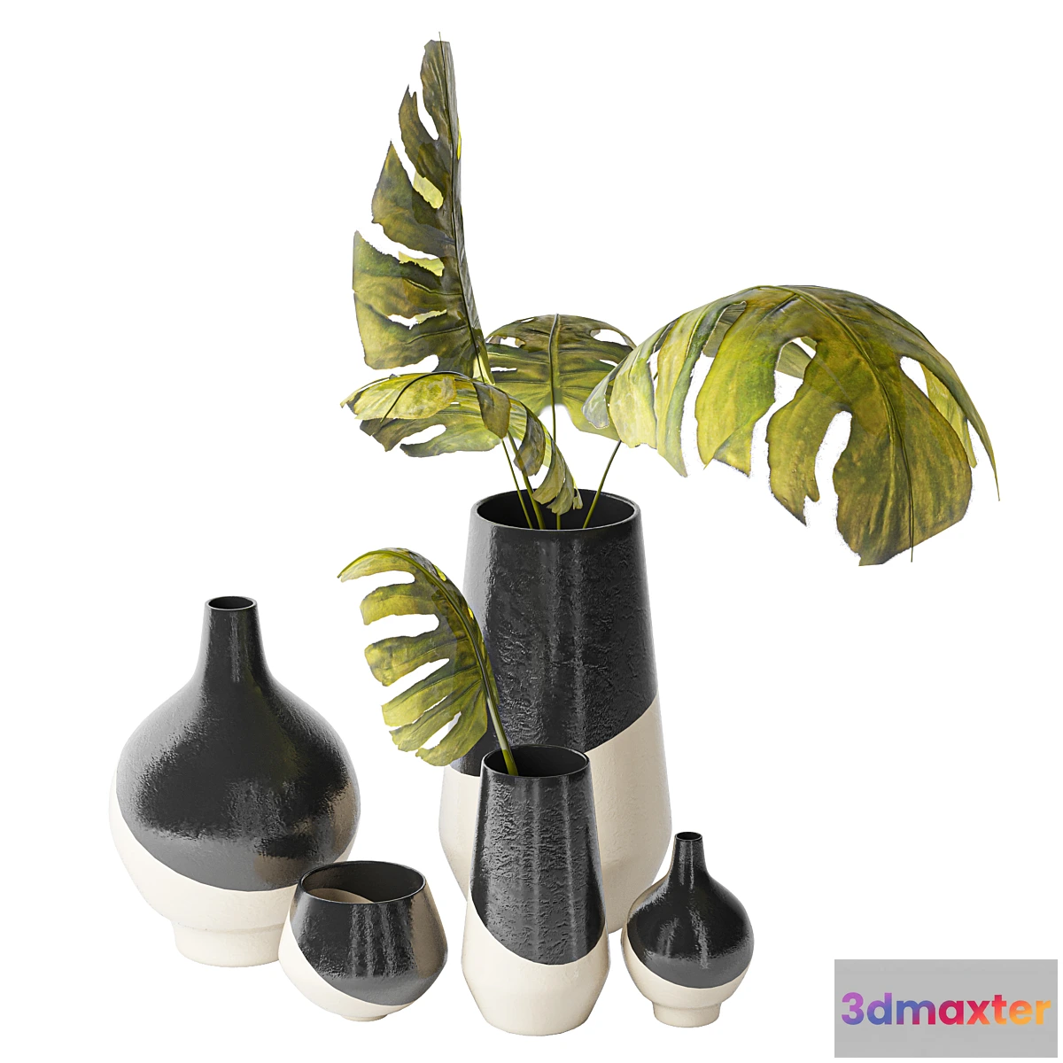 681166 - Half Dipped Stoneware Vases Slate