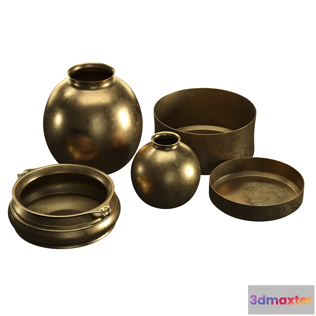 703146 - BURNISHED BRASS VASES (RH)