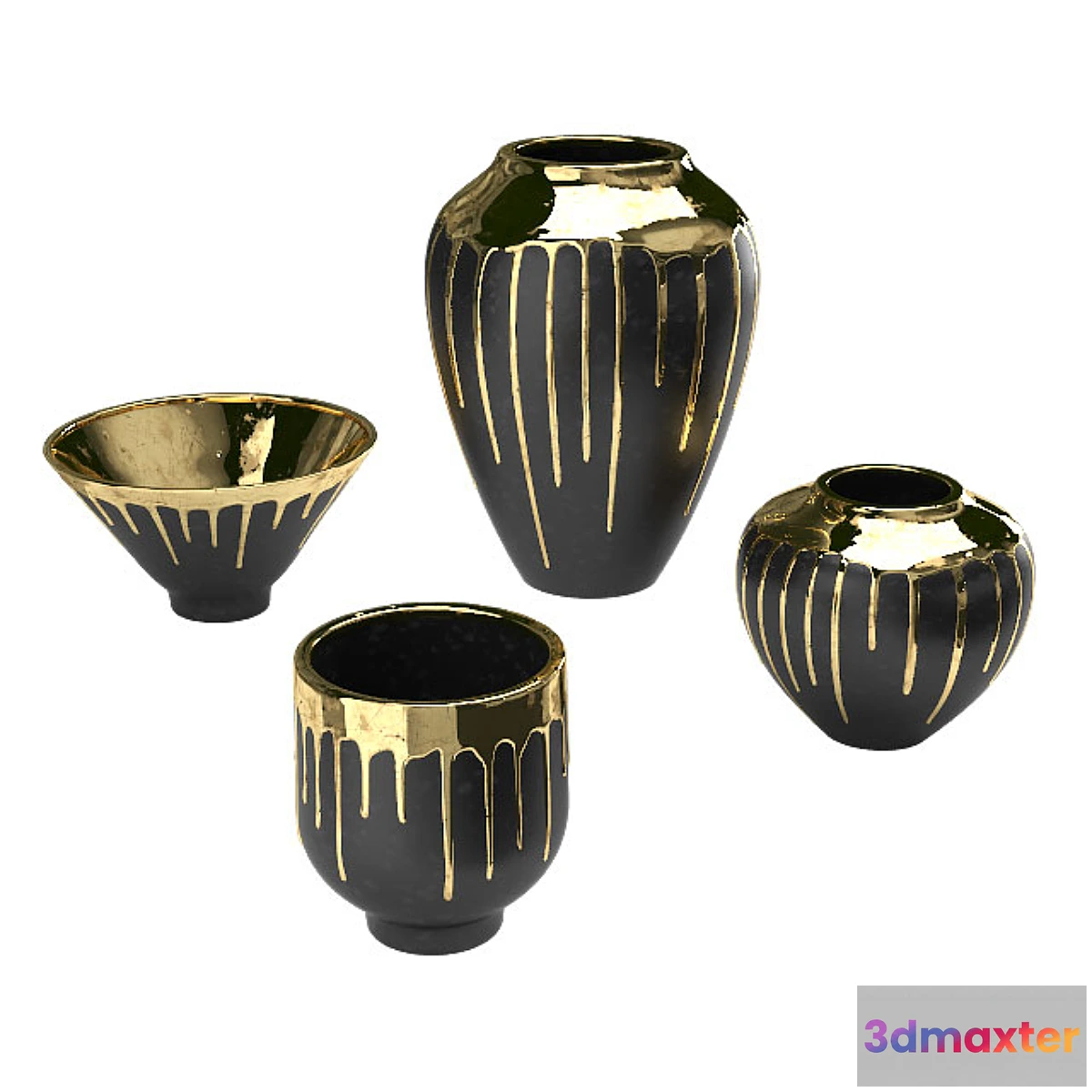 743335 - Four vases Isabelina graphite with molten gold - No.2