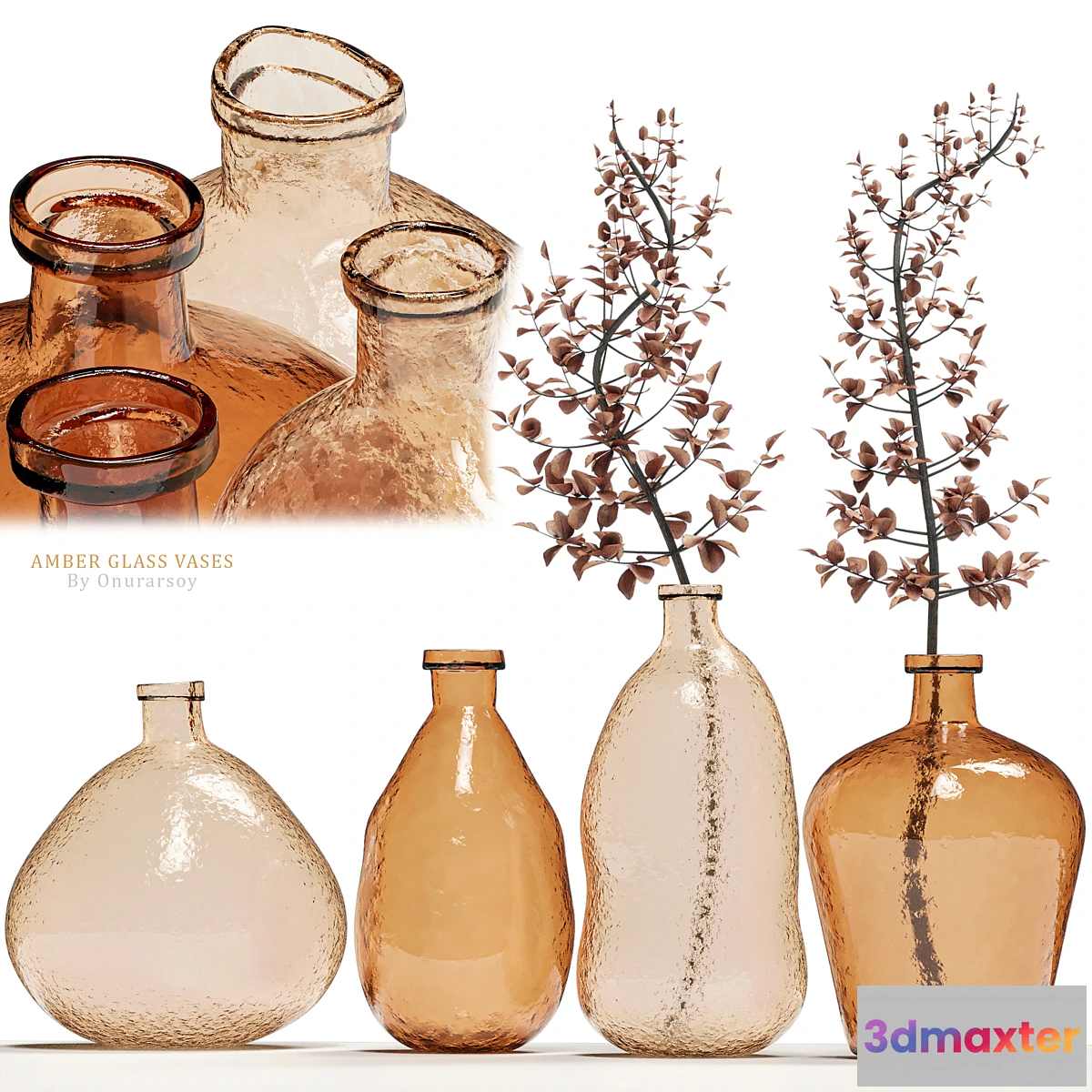 770361 - Crate & barrel - Amber Glass Vases - No.2
