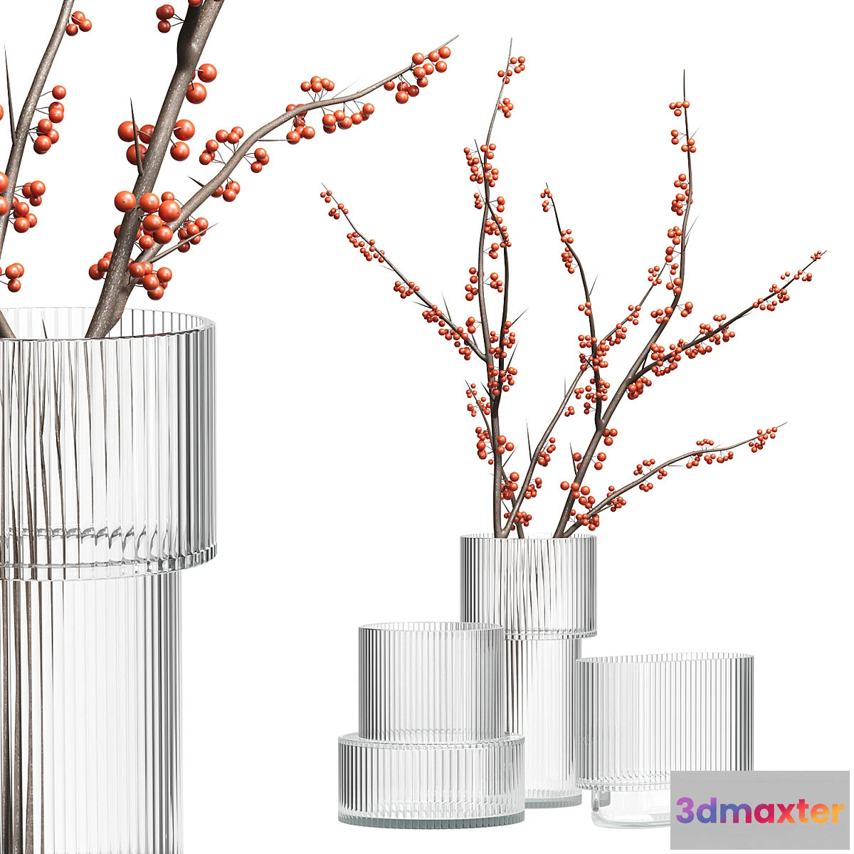 770391 - H&M Glass Vases with red berry branch - No.2