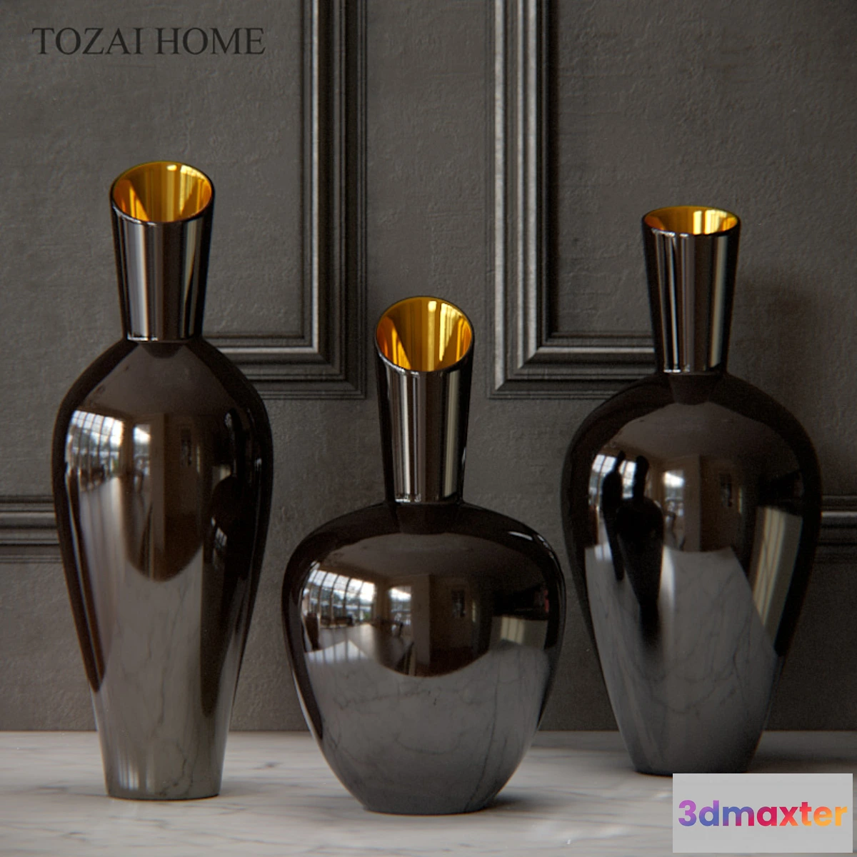 793196 - Tozai Noir Gold Decorative Vases - No.2