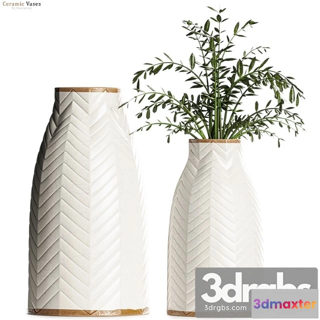 931782 - Crate Barrel Adra Vases With Plants