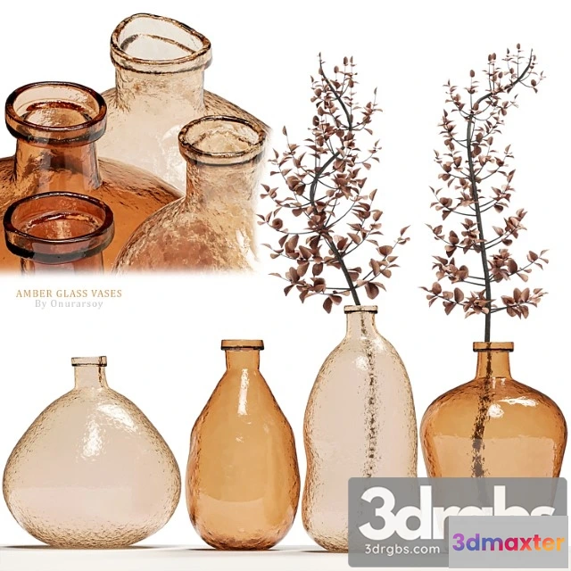 931784 - Crate Barrel Amber Glass Vases