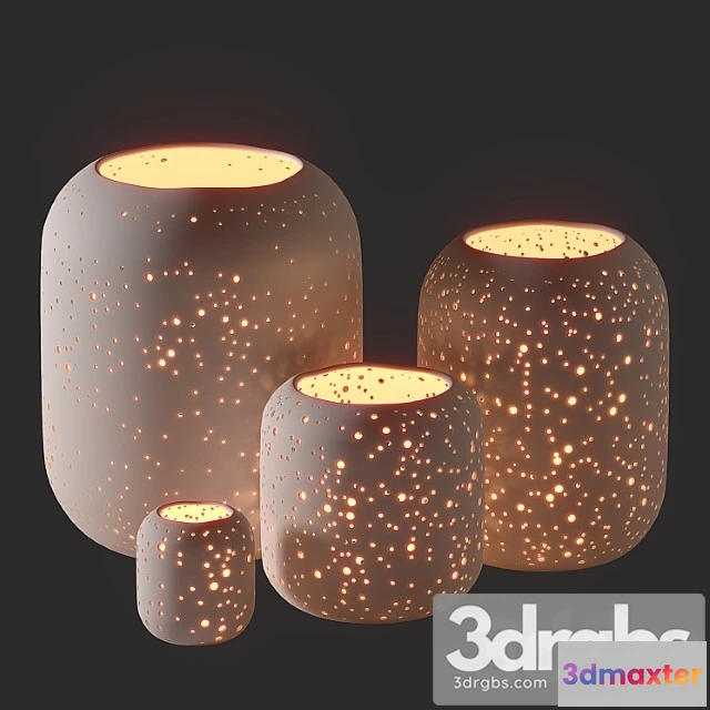 932058 - WestElm Pierced Constellation Ceramic Candleholders