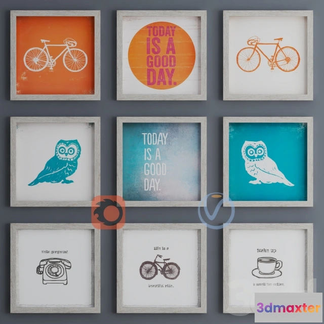 1071322 - 9 Piece Framed Wall Art Set - 204879