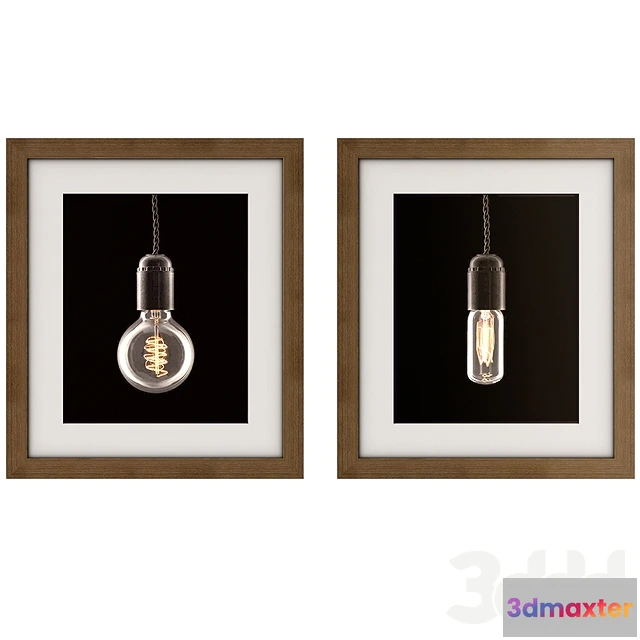 1081376 - Framed Giclée Assorted Edison Bulb Wall Art - 214933