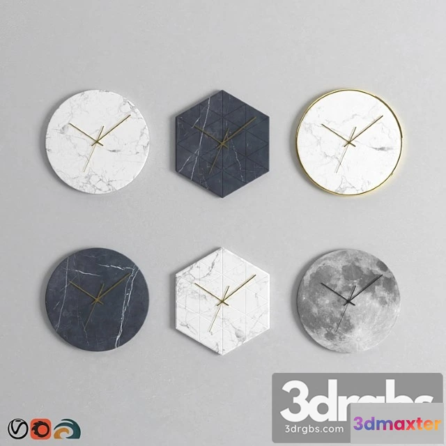 1023048 - Marble wall clock set