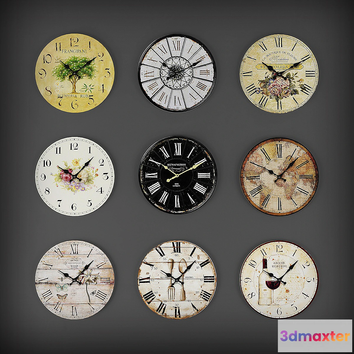 1275812 - Collection of wall clocks 2 3D Max