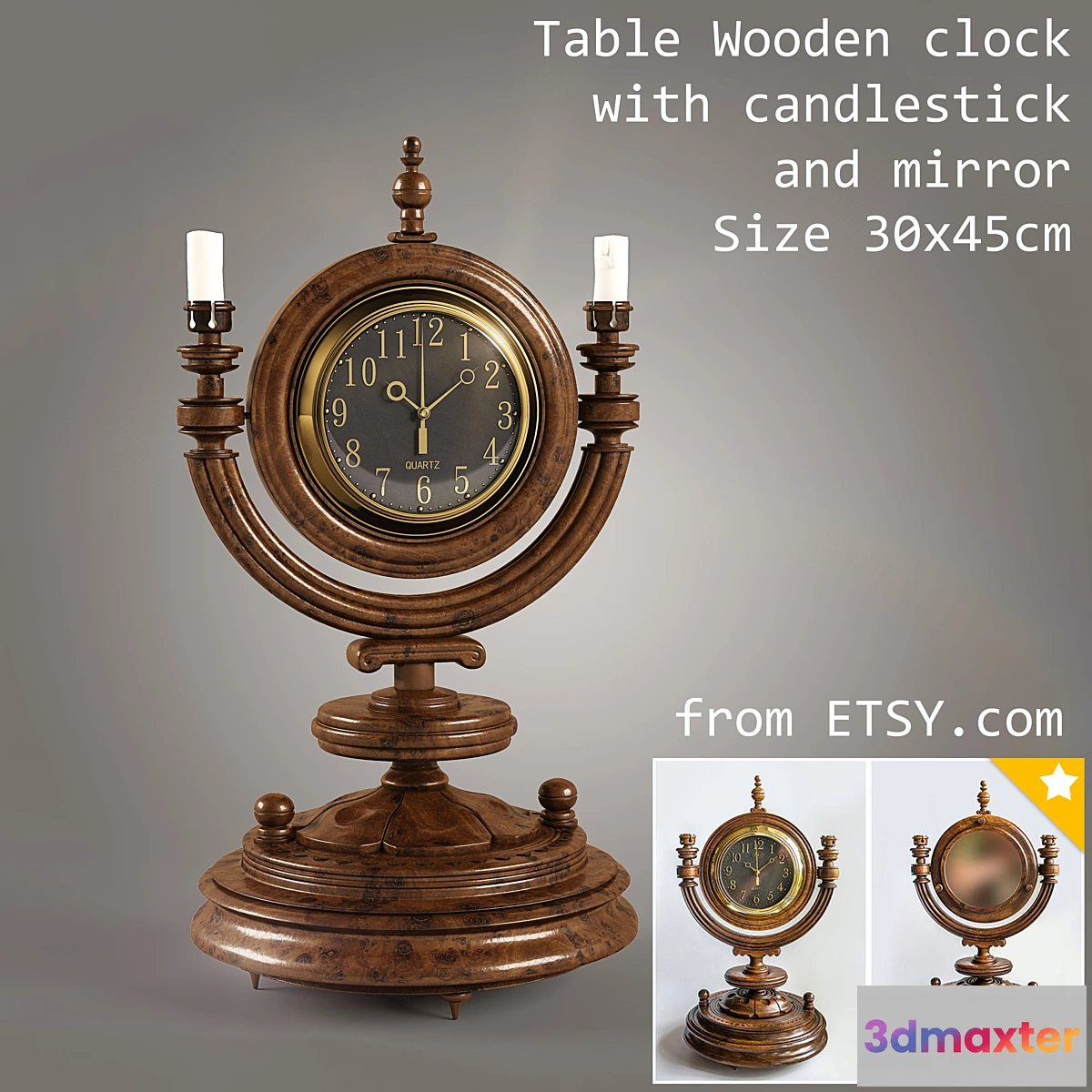 1402330 - Wooden table clock 3D Max
