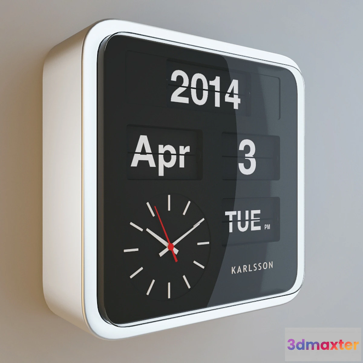 1403384 - Wall clock Mini Flip 3D Max