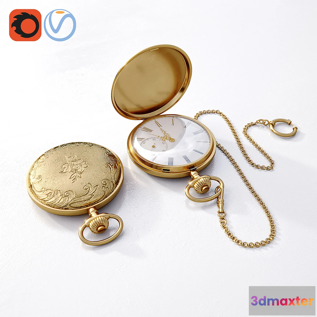 1475048 - Golden pocket watch 3D Max