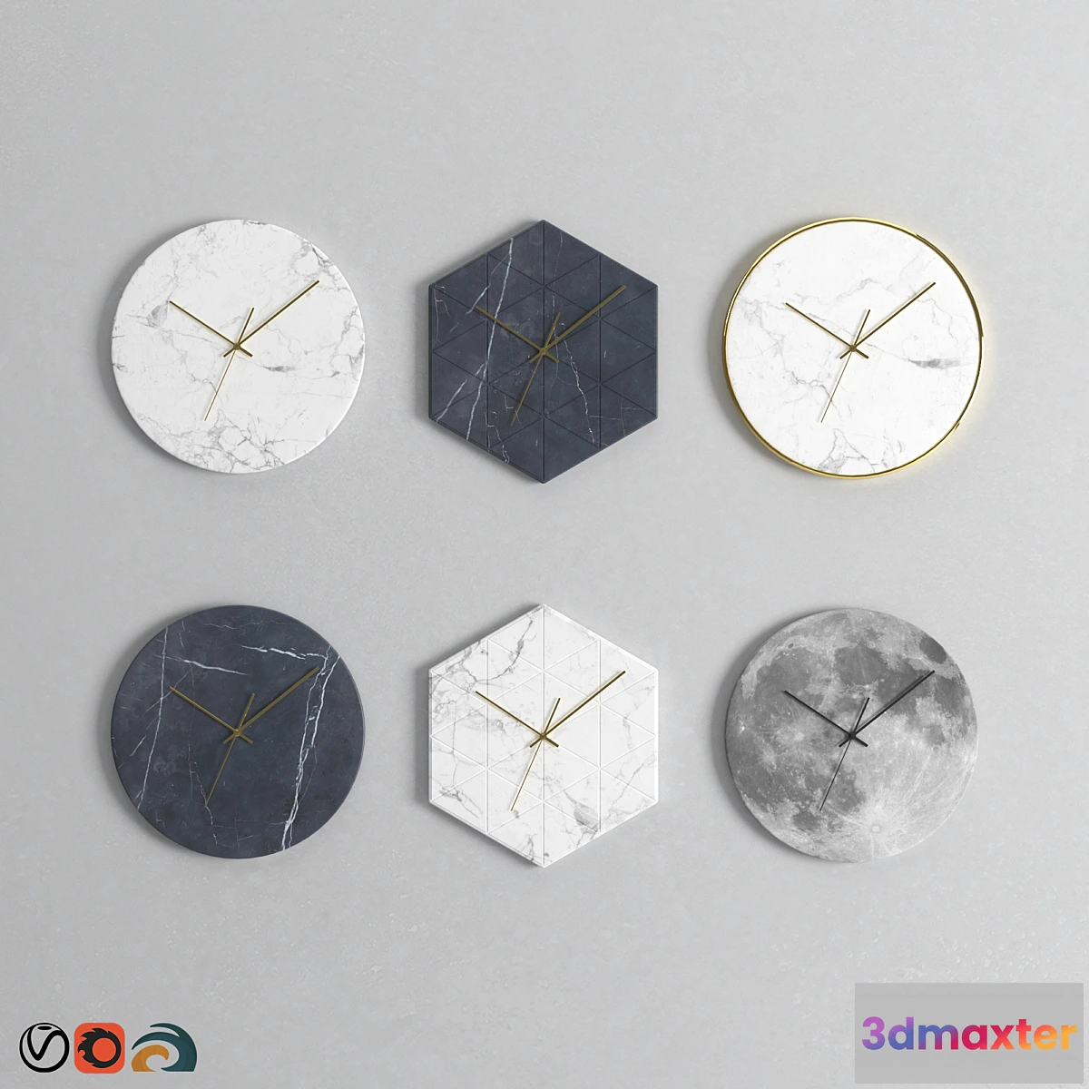 1477798 - Marble Wall Clock Set 3D Max