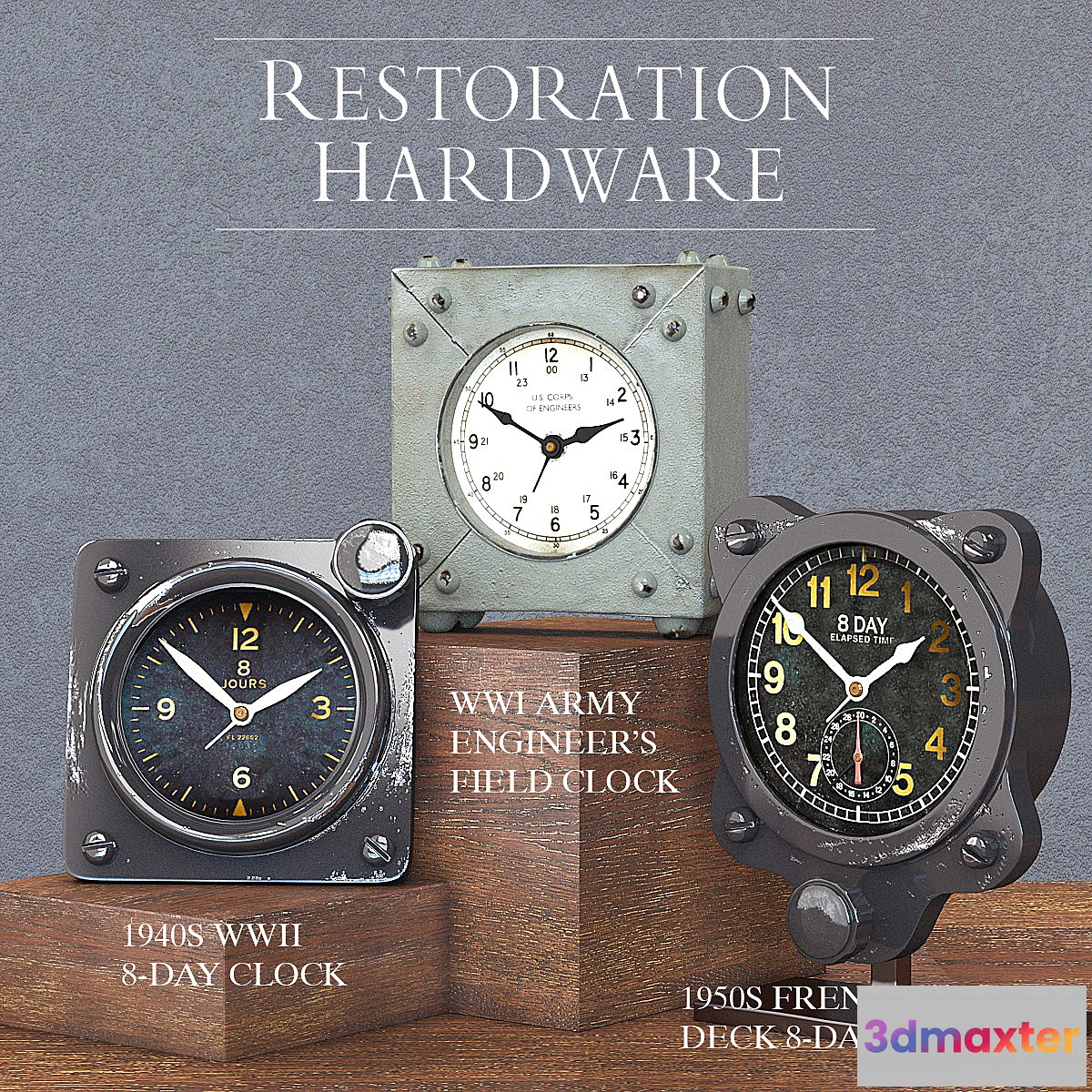 579774 - RH CLOCK DECORATION SET OF 3
