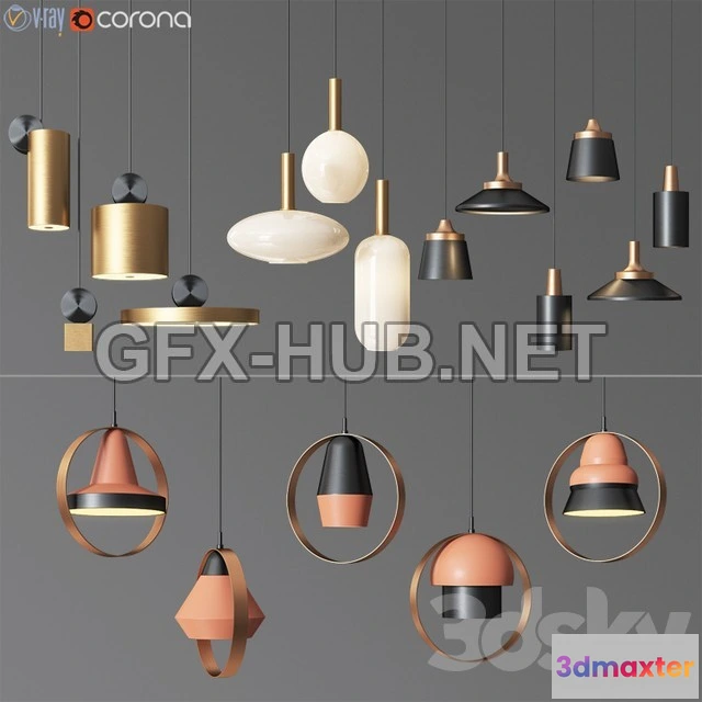 1193162 - FURNITURE 3D MODELS - 4 Celing Light Collection 01