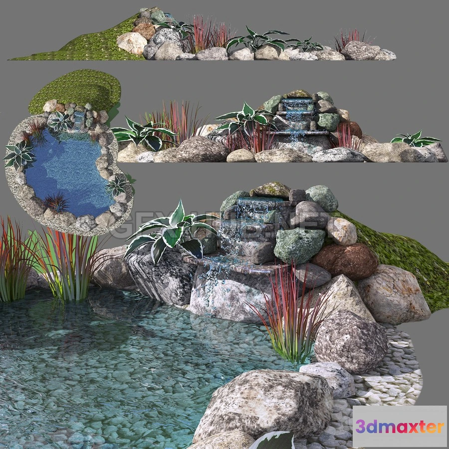 1197238 - FURNITURE 3D MODELS - Alpine slide falls Lake