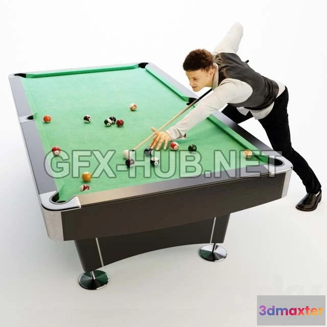 1197266 - FURNITURE 3D MODELS - American billiard table, billiard player