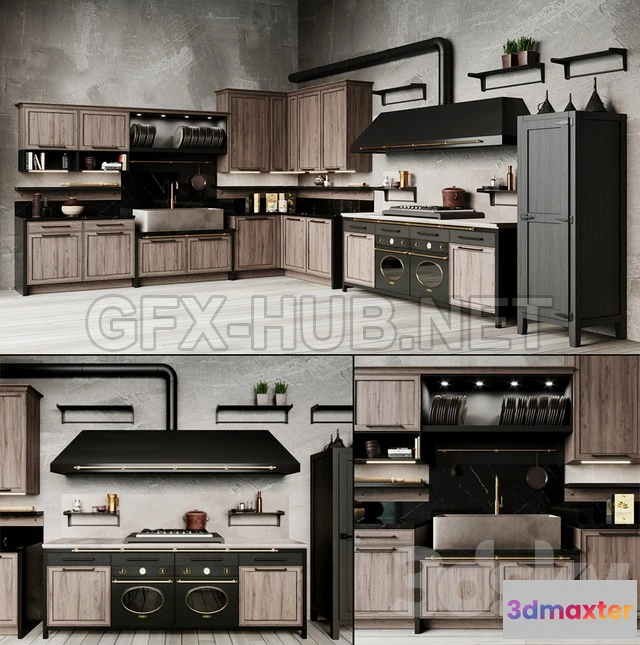 1197324 - FURNITURE 3D MODELS - Anteprima VINTAGE kitchen