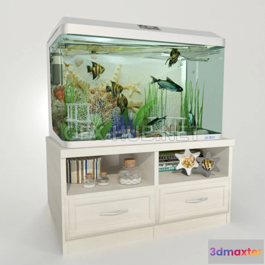 1197362 - FURNITURE 3D MODELS - Aquarium with a curbstone