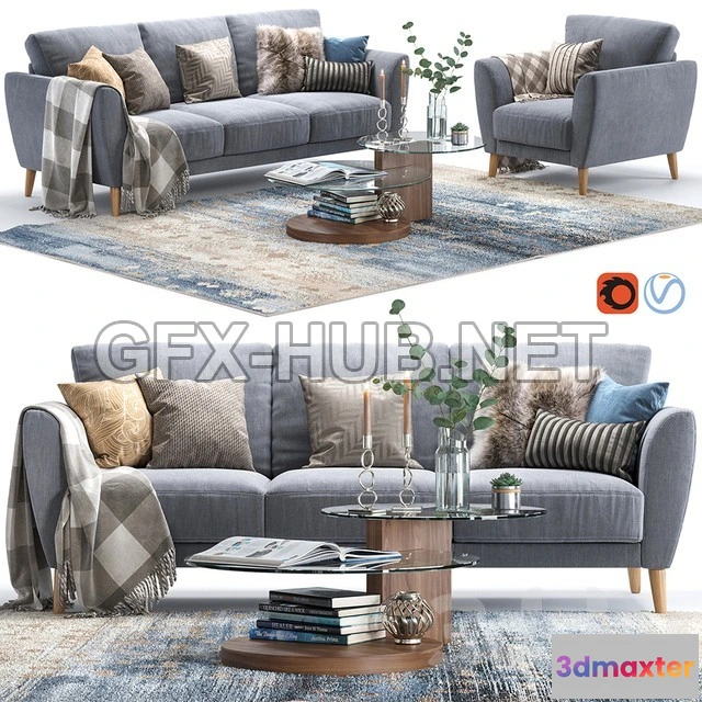 1197404 - FURNITURE 3D MODELS - Aria Sofa and Armchair