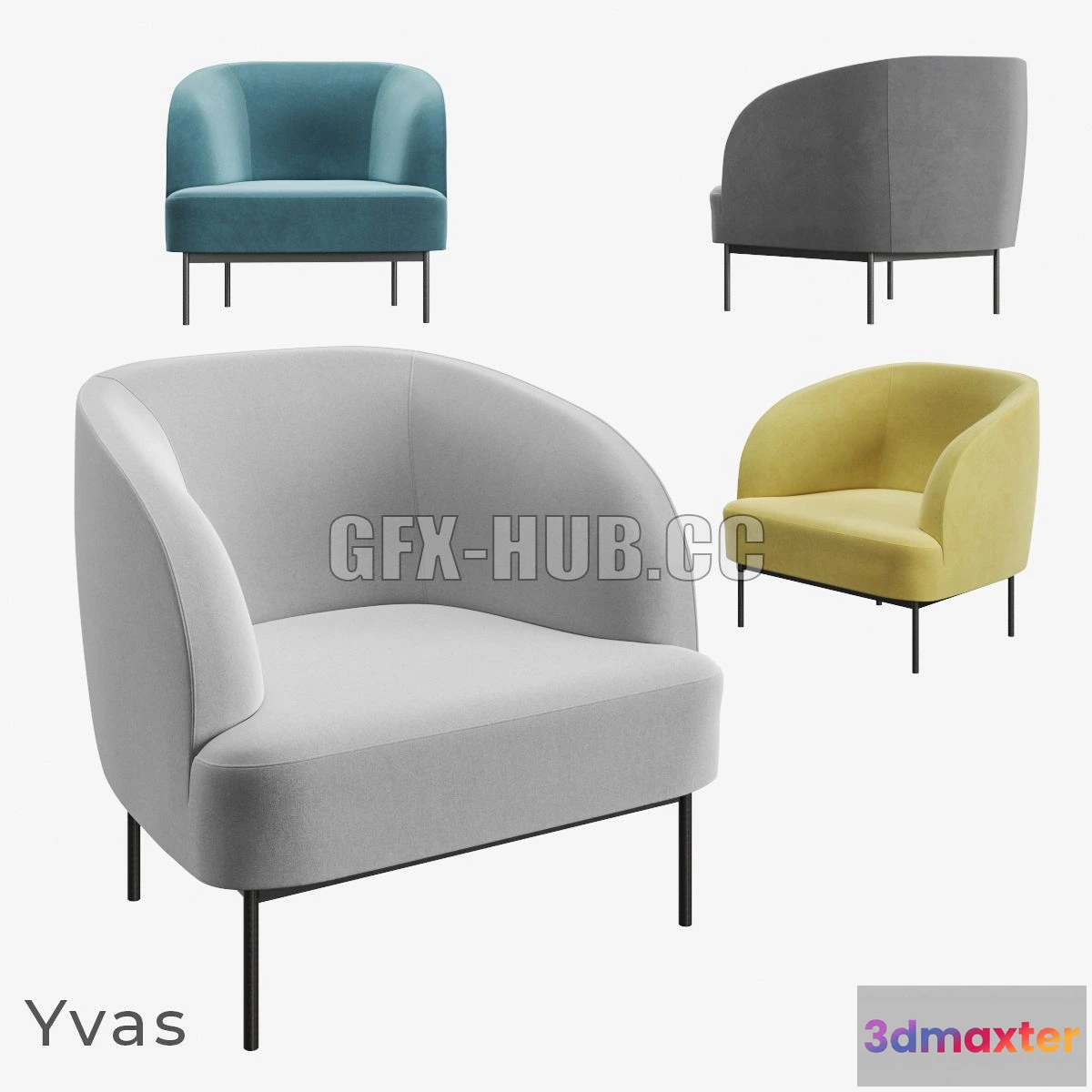 1197450 - FURNITURE 3D MODELS - Armchair La Redoute Yvas