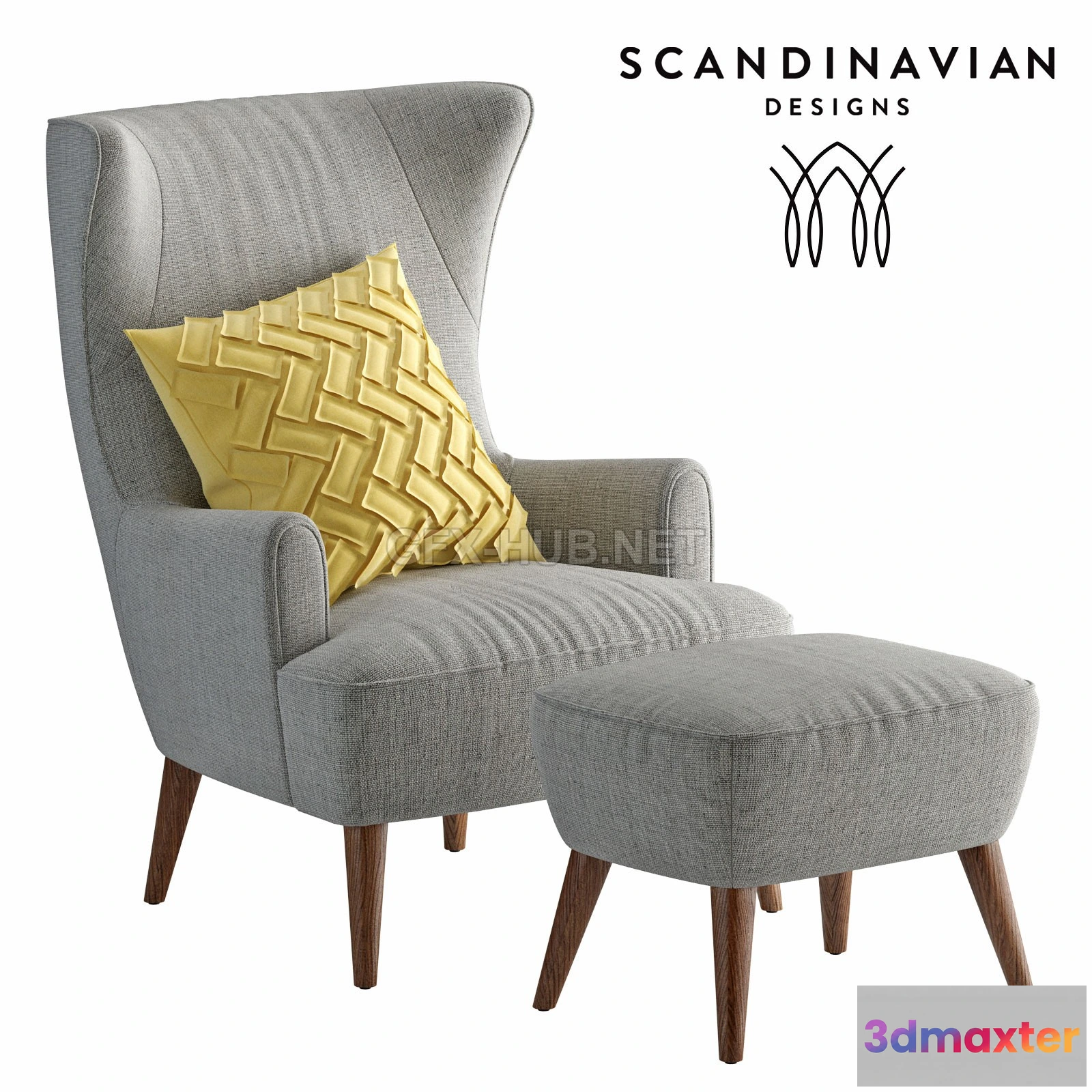 1197486 - FURNITURE 3D MODELS - Armchair Scandinavian Designs Katja High Back