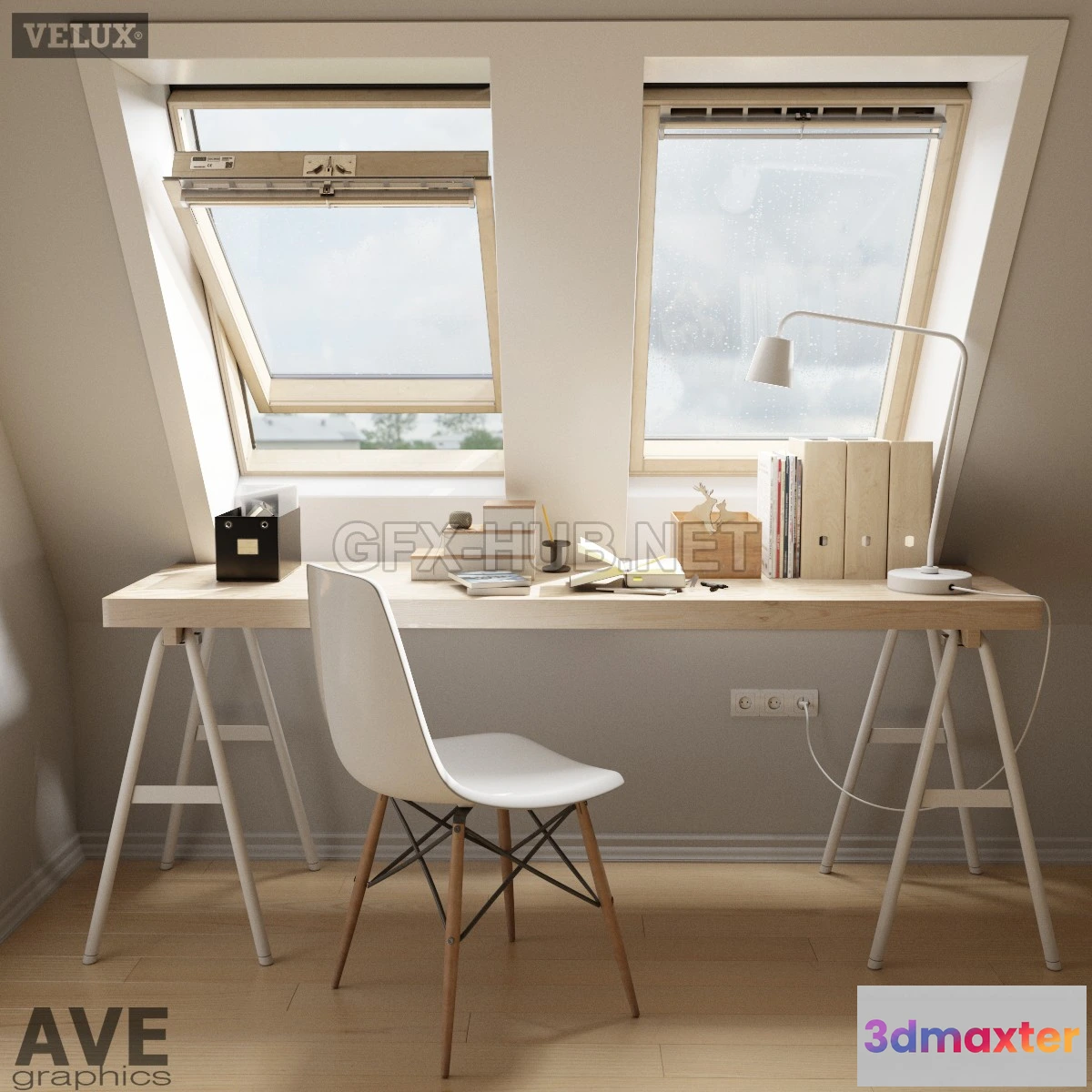 1197636 - FURNITURE 3D MODELS - AVE mansard VELUX windows set