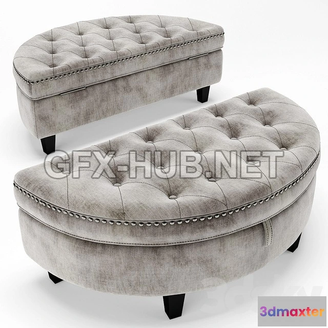 1197718 - FURNITURE 3D MODELS - Baldy Tufted Storage Ottoman