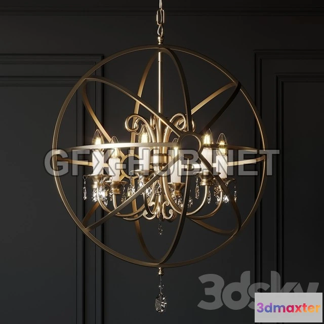 1197722 - FURNITURE 3D MODELS - Ballard Design Nicolette Crystal Orb Chandelier
