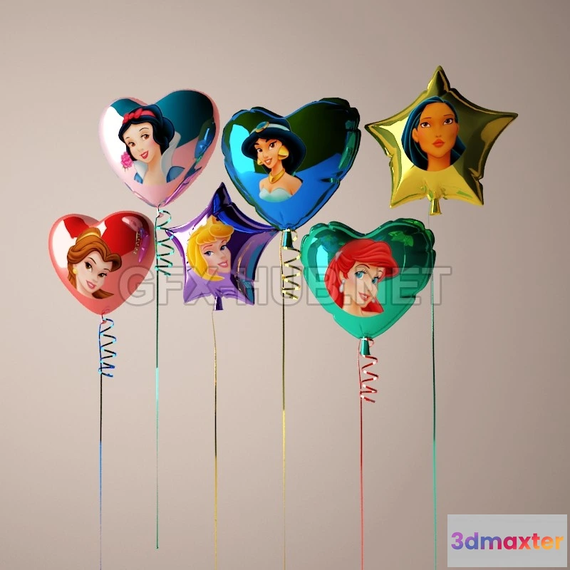 1197726 - FURNITURE 3D MODELS - Balloons with princesses