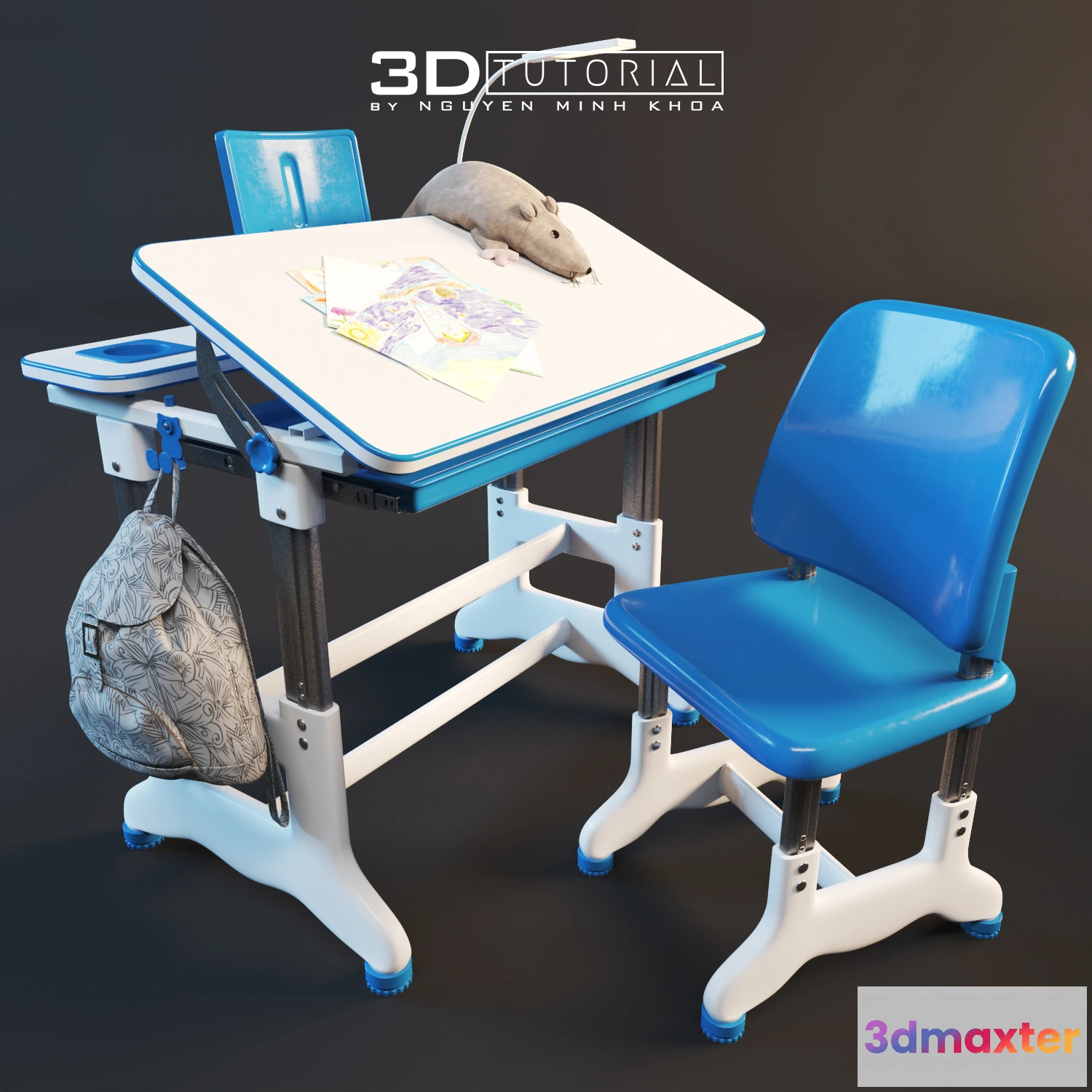 1197736 - FURNITURE 3D MODELS - Bàn học trẻ em modelbyNguyenMinhKhoa