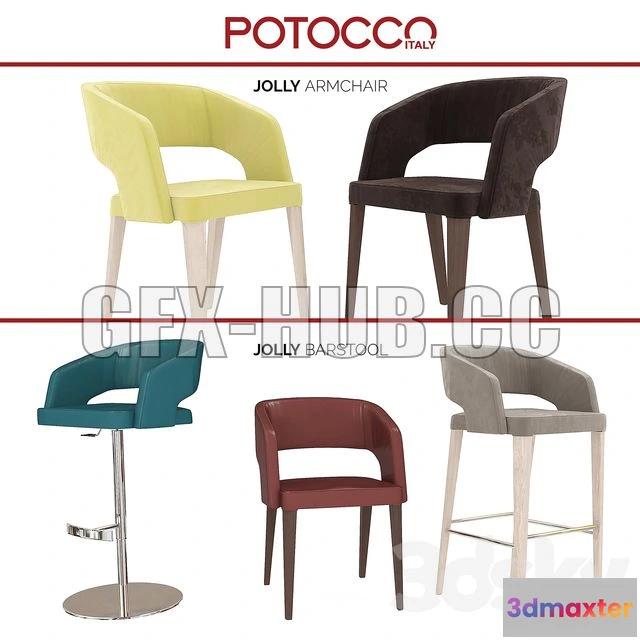 1197742 - FURNITURE 3D MODELS - Bar chair Potocco Jolly