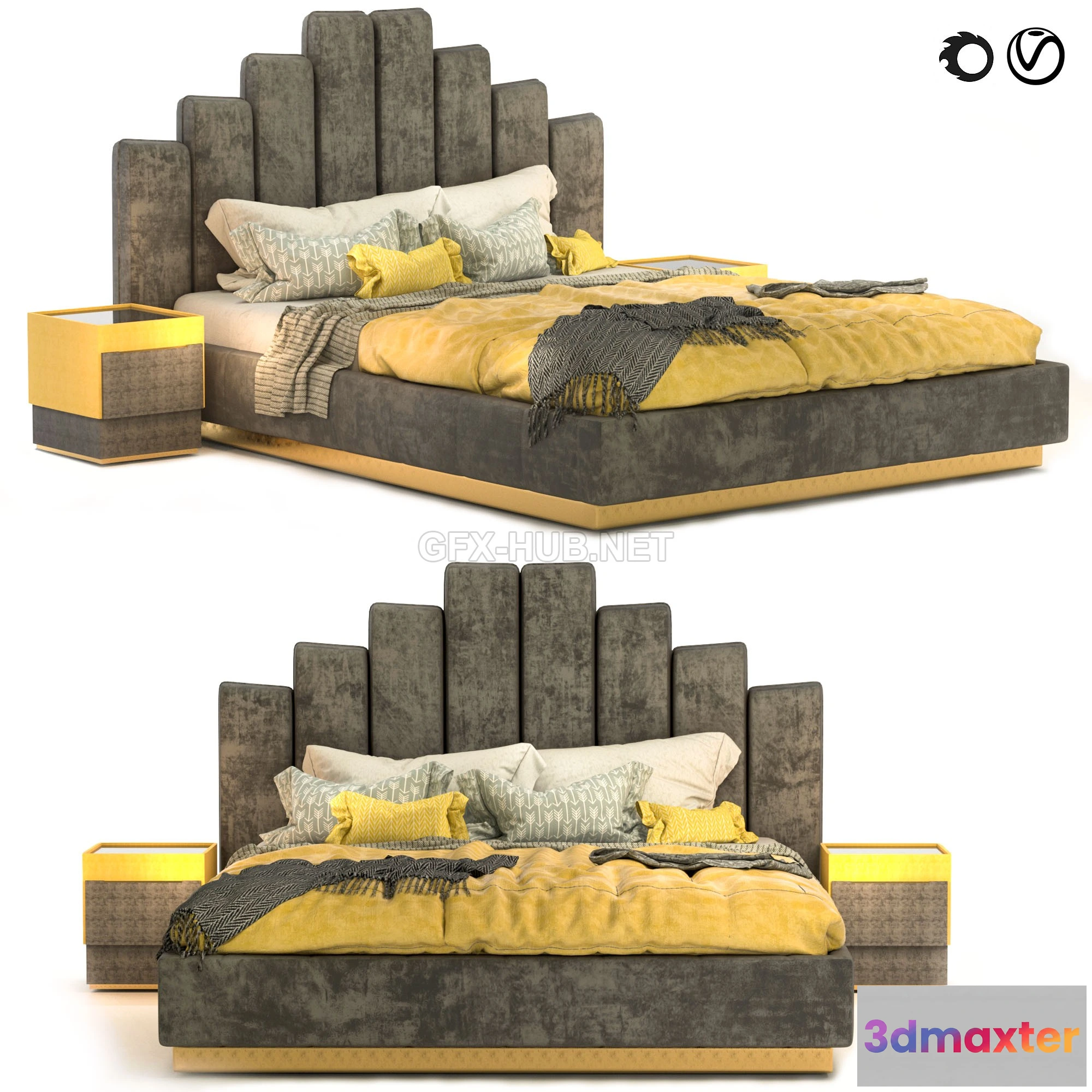 1197930 - FURNITURE 3D MODELS - Bed 02 free
