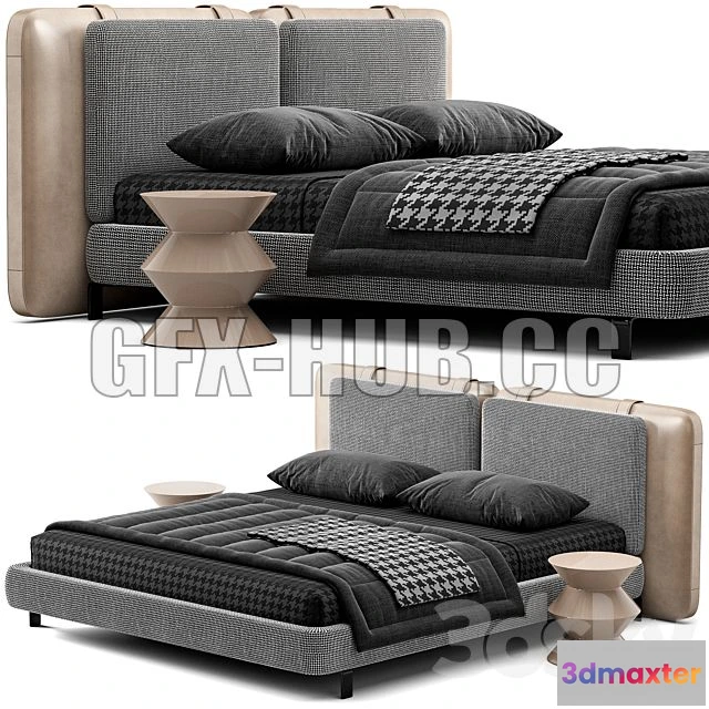 1197992 - FURNITURE 3D MODELS - Bed Minotti Tatlin Soft