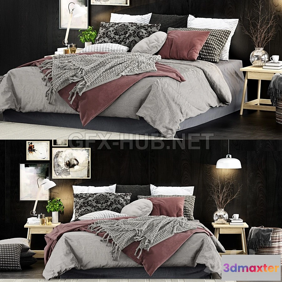 1198004 - FURNITURE 3D MODELS - Bed set 1