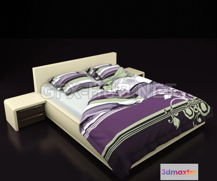 1198014 - FURNITURE 3D MODELS - Bed with bedclothes