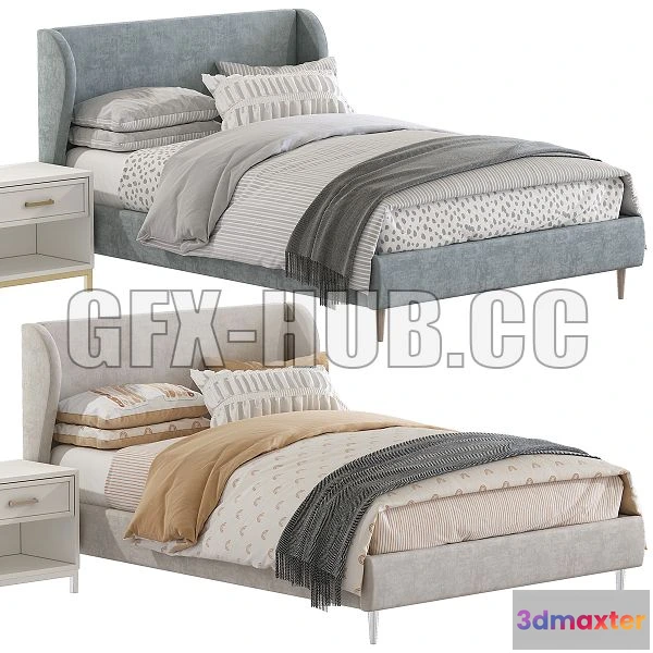 1198018 - FURNITURE 3D MODELS - Bed Wren Wingback Upholstered Bed