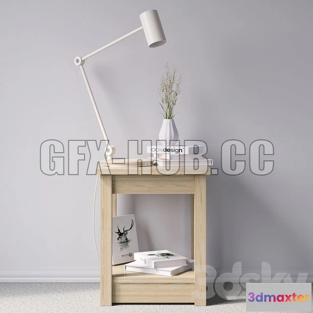 1198034 - FURNITURE 3D MODELS - Bedside table with lamp