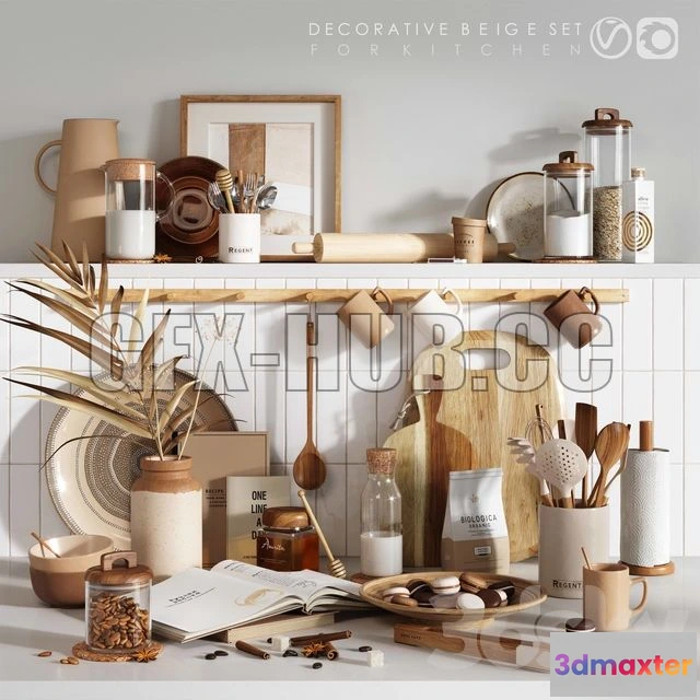 1198046 - FURNITURE 3D MODELS - BEIGE KITCHEN SET